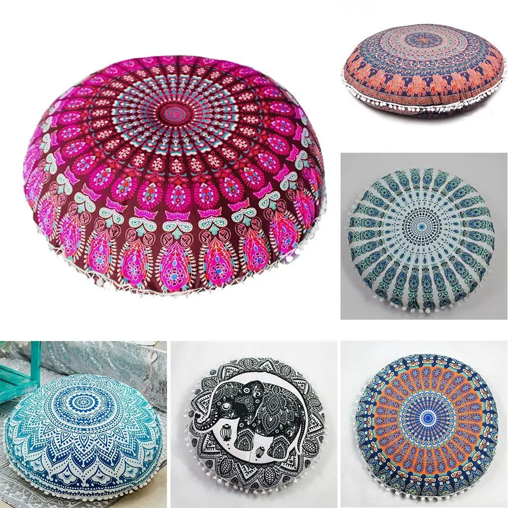 Bohemian Mandala Round Cushion Cover Collection