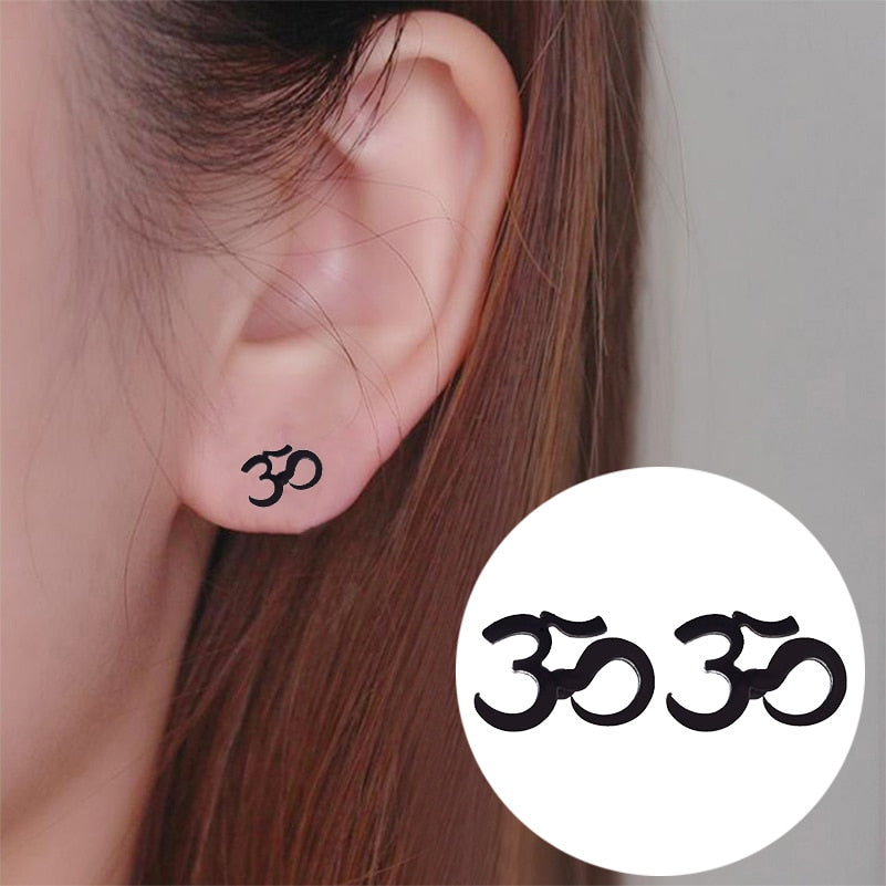 Sacred Om Symbol Stud Earrings Collection